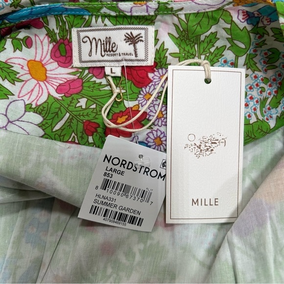 Millie Summer Garden Floral Cotton Wrap Asymmetrical Midi Dress Size Large NWT - Picture 14 of 16